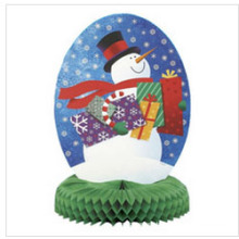 New Design 14 Inch Christmas Snowman Paper Honeycomb Centrepiece Decoration